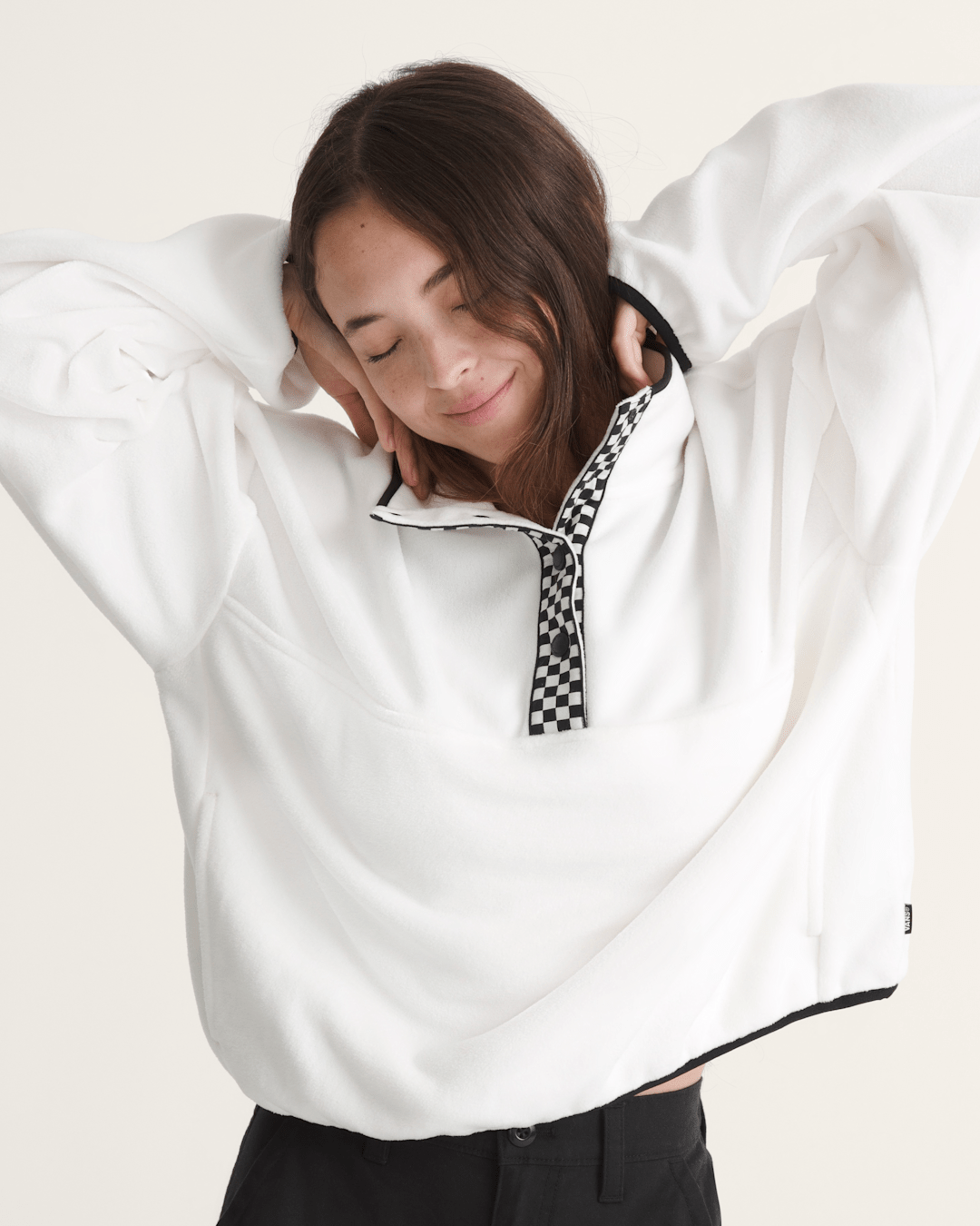 Vans Check Mark Polar Sweatshirt in Egret White