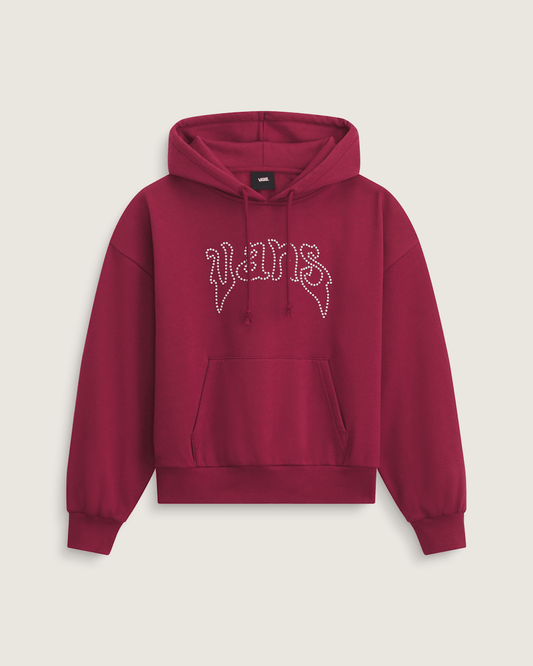 Vans Pearls Logo Retro Pullover Hoodie in Bordeaux Red