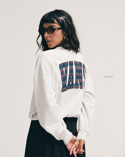 Vans Tartan Up Retro Crew Sweatshirt in Heather White