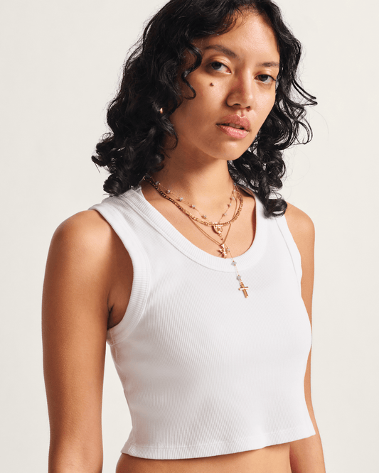 Vans Drew Rib Tank Top in White