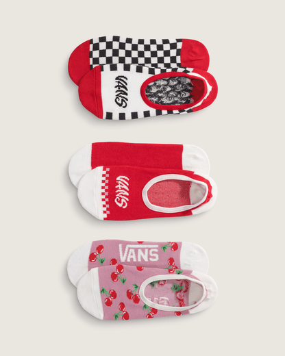 Vans Printed Canoodle Socks 3-Pack in Racing Red