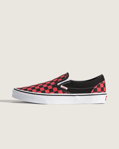 Vans Classic Slip-On Checkerboard Shoe in Checkerboard Crimson Haze Red