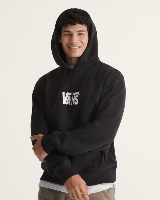 Vans Stretch Logo Pullover Hoodie in Black / White