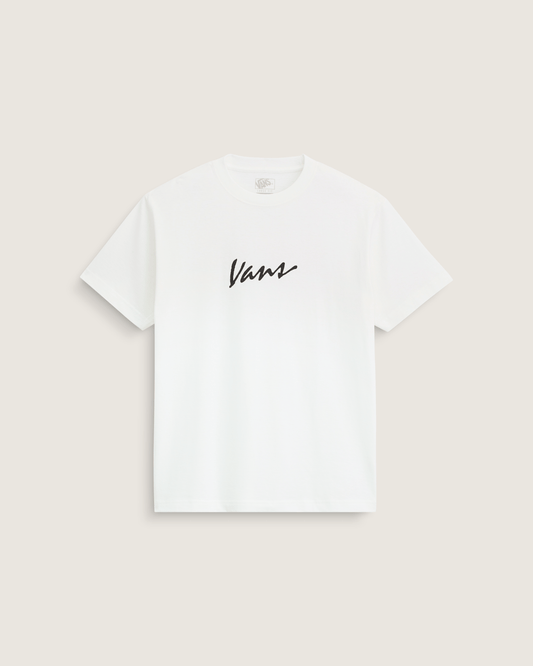 Vans Classic Script T-Shirt in Marshmallow White / Black