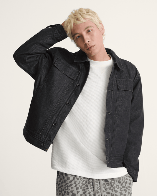 Vans Premium Mcavoy Lined Trucker Jacket in Rinse Black