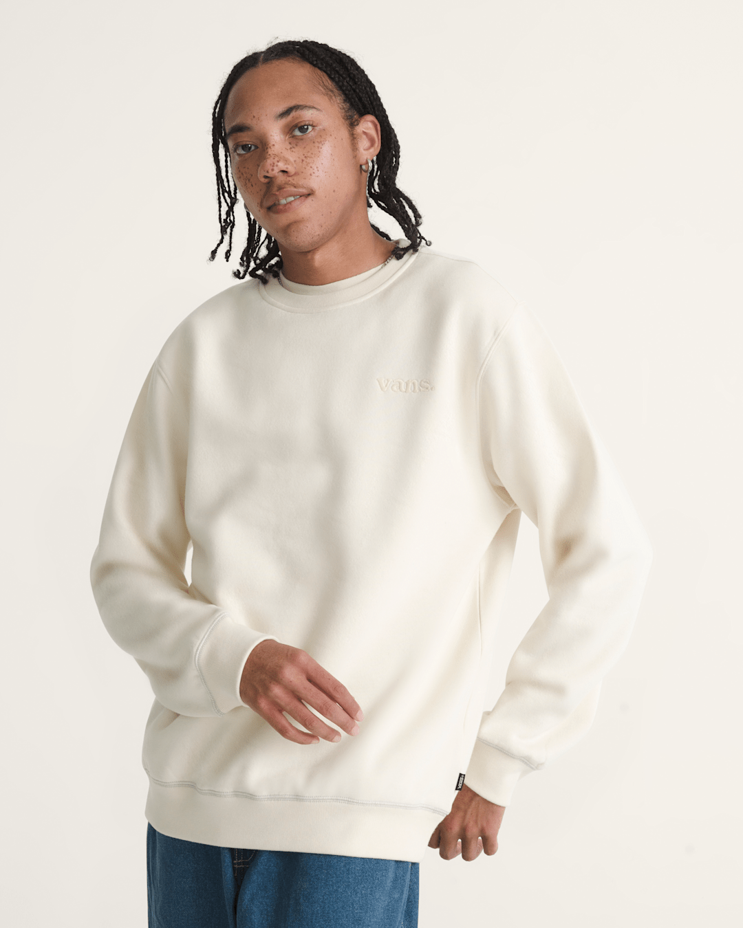 Vans Vans 66 Crew Sweatshirt in Turtledove White