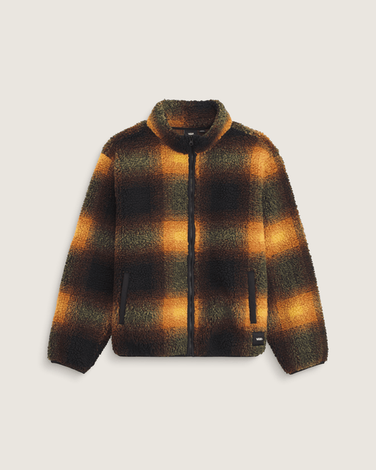Vans Heights High Pile Jacket in Green / Mustard Yellow