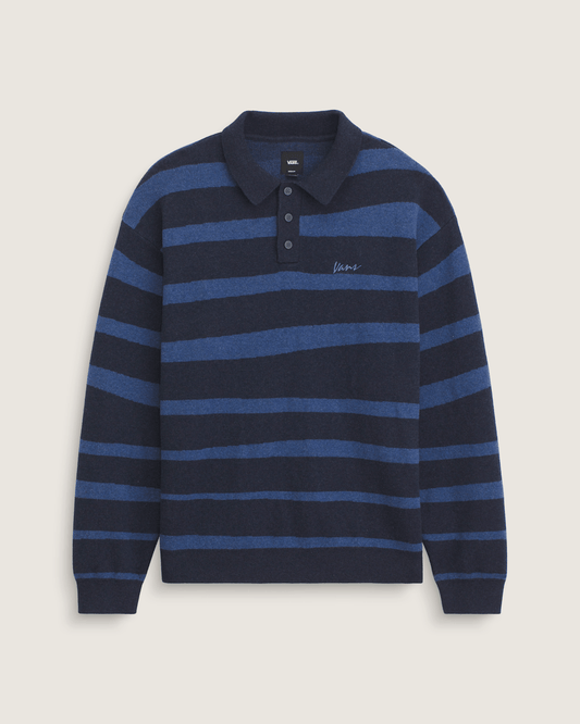 Vans Davis Stripe Polo Sweater in Parisian Night Blue