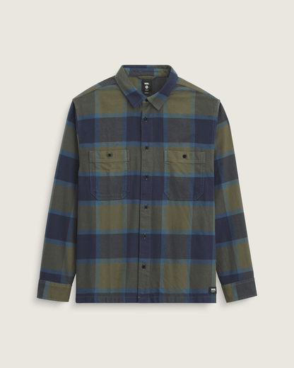 Vans Larkspur Plaid Flannel Shirt in Grape Leaf Green / Parisian Night Blue