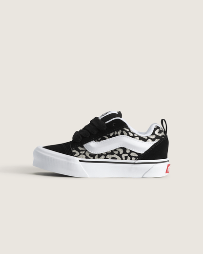 Vans Little Kids Knu Skool Shoe in Leopard Glitter Black