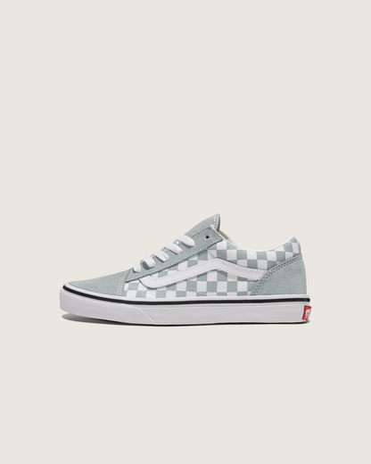 Vans Big Kids Old Skool Checkerboard Shoe in Checkerboard Green / White