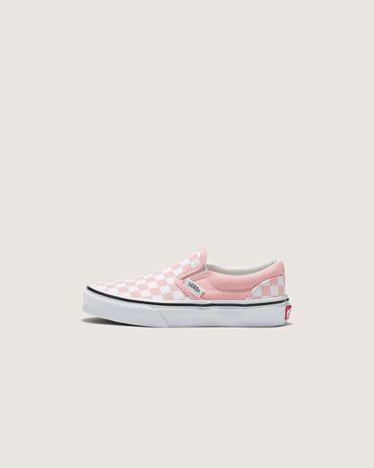 Vans Kids Classic Checkerboard Slip-On Powder Pink/True White Shoes