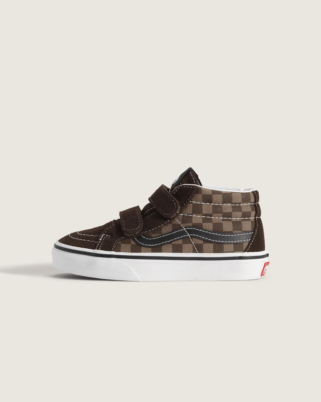 Vans Little Kids' Sk8-Mid V Checkerboard Shoe in Checkerboard Brown