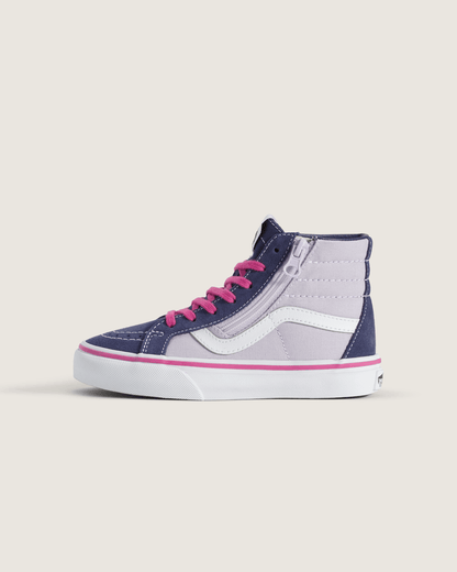 Vans Little Kids Sk8-Hi Side Zip Shoe in Deep Twilight Blue / Lilac Mist