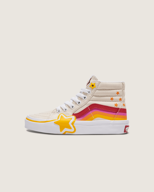 Vans Little Kids Sk8-Hi Shoe in Rainbow Red / Yellow / Beige