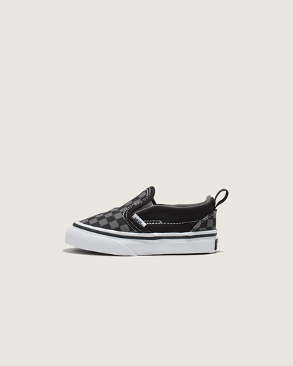 Vans Toddler Classic Slip-On V Checkerboard Shoe in Checkerboard Black / Pewter Grey