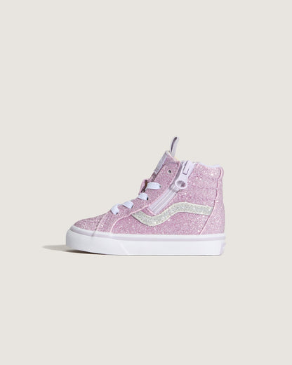 Vans Toddler Sk8-Hi Side Zip Shoe in Glitter Lilac Mist Purple
