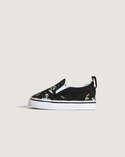 Vans Toddler Classic Slip-On V Shoe in Black / Green