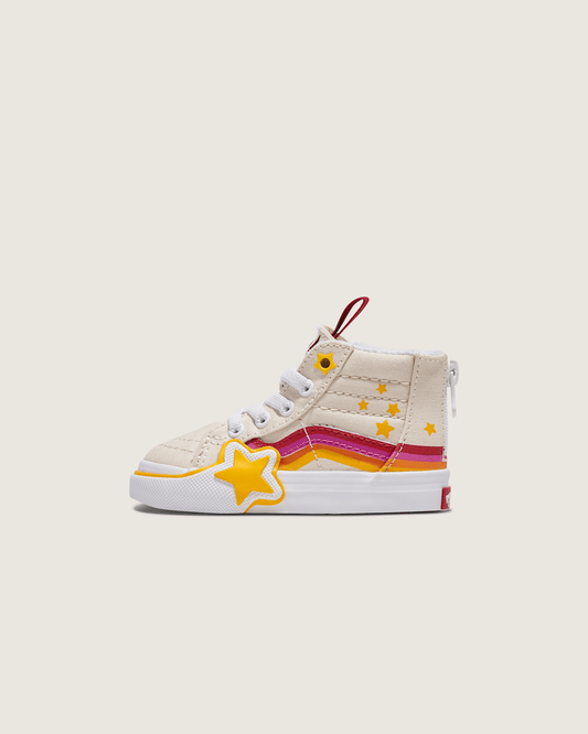 Vans Toddler Sk8-Hi Zip Shoe in Rainbow Red / Yellow / Beige
