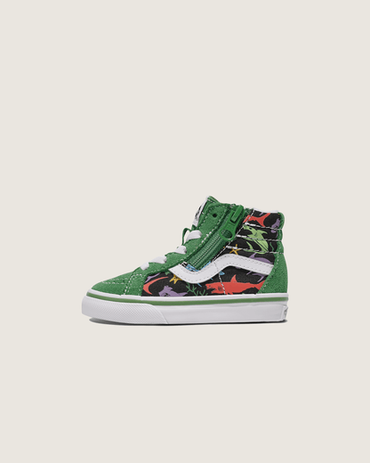 Vans Toddler Sk8-Hi Reissue Side Zip Shark Shoe in Green / Black