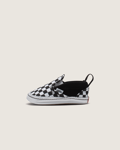 Vans Infant Slip-On V Crib Checkerboard Shoe in Checkerboard Black / True White
