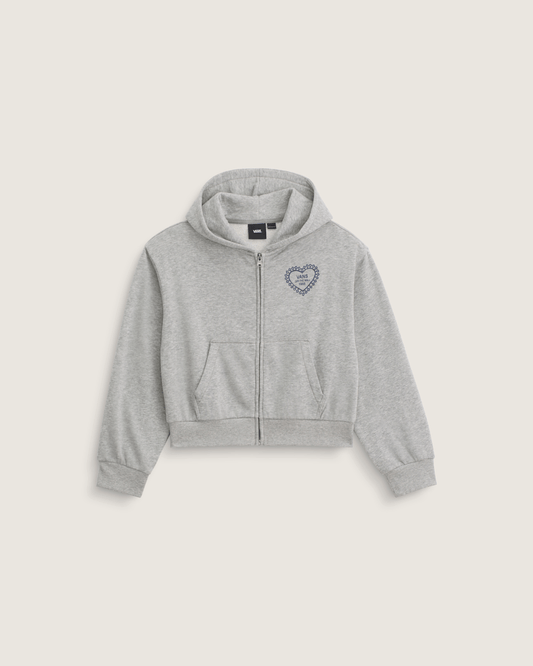 Vans Kids Lacey Daze Retro Zip Hoodie in Cement Heather Grey