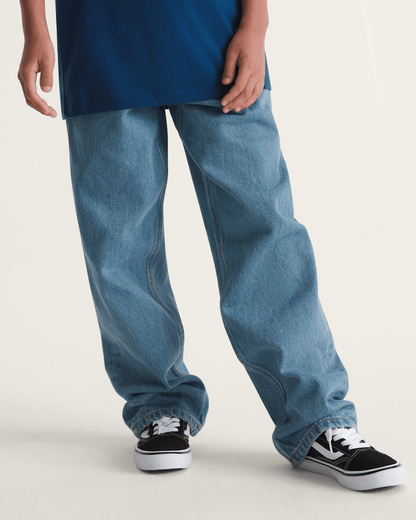 Vans Kids Check-5 Loose Denim Pants in Stonewash Blue