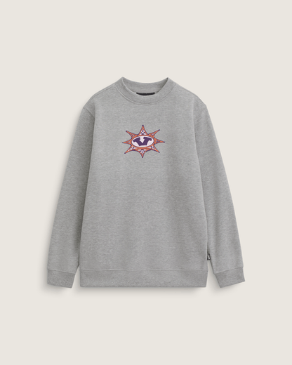 Vans Kids Star Checker Crew Sweatshirt in Cement Heather Grey