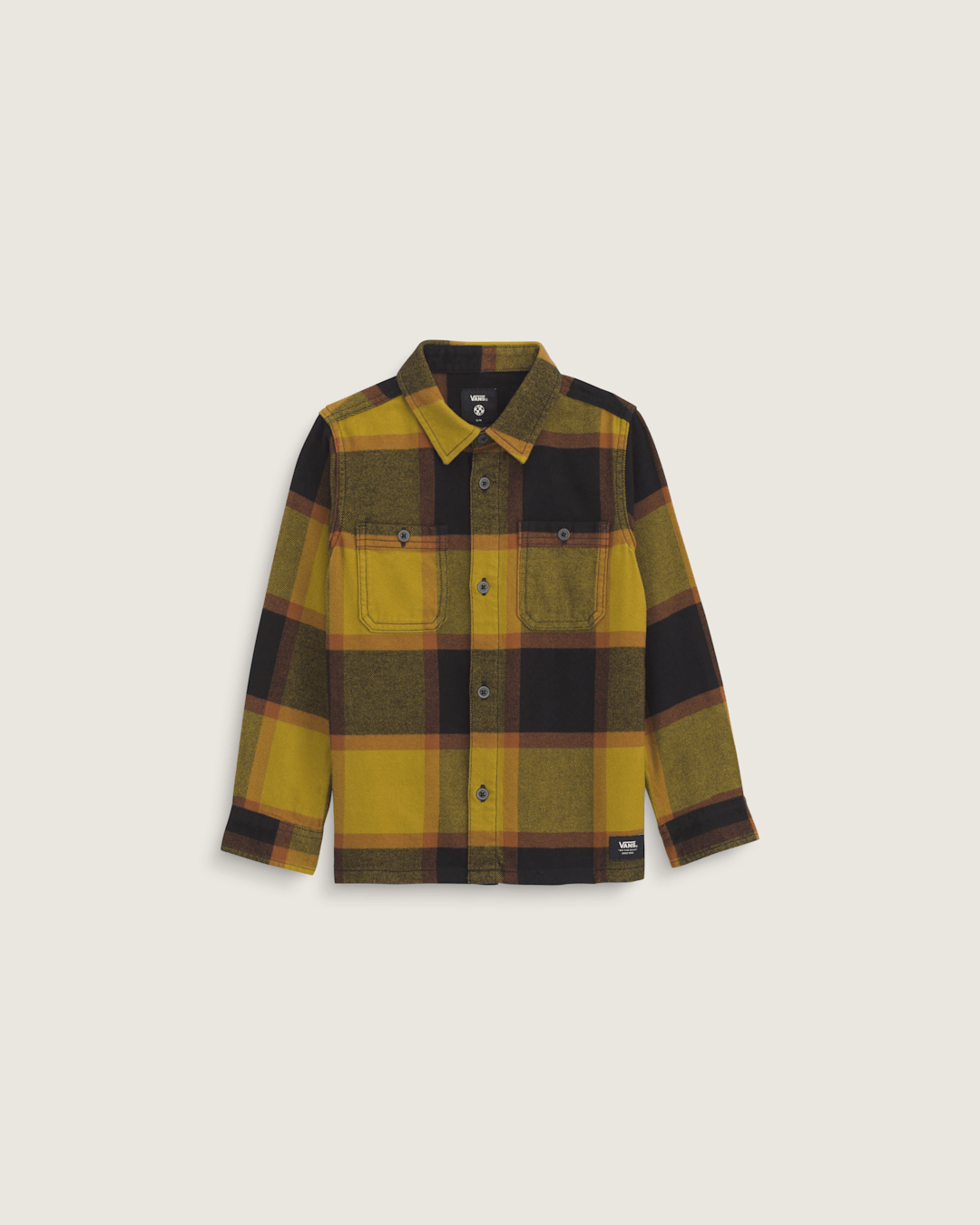 Vans Little Kids Larkspur Plaid Flannel Shirt in Burnt Gold Yellow / Black