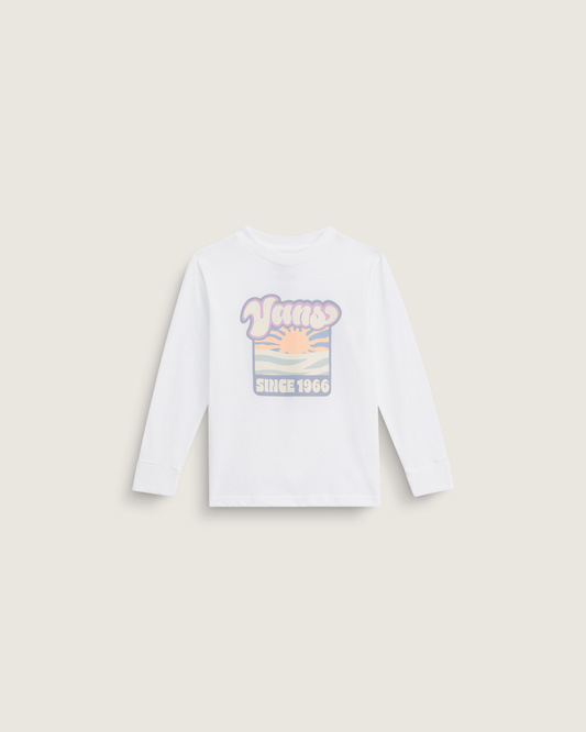 Vans Little Kids Sun Dip Long Sleeve T-Shirt in White